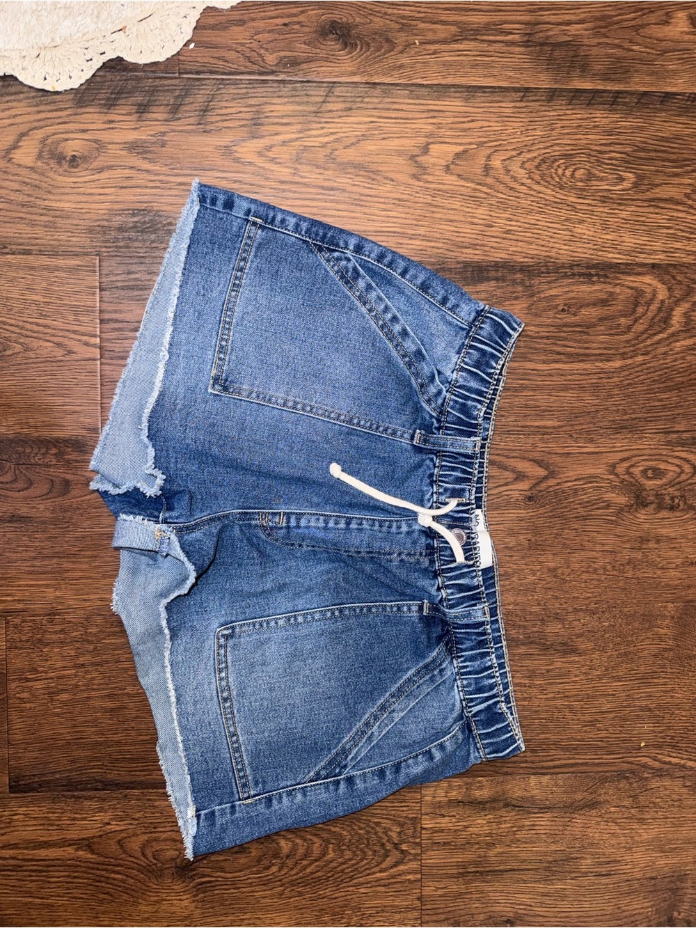 No Boundaries Blue Denim Drawstring Frayed-Hem Shorts